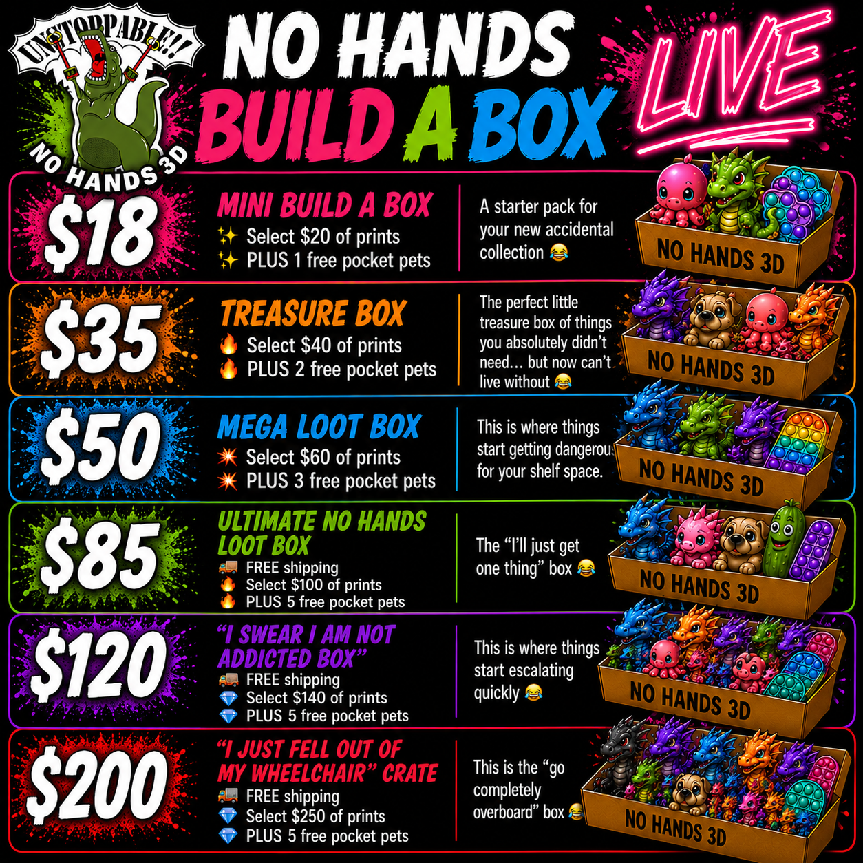 Tiktok Live Build a Box - No Hands 3d